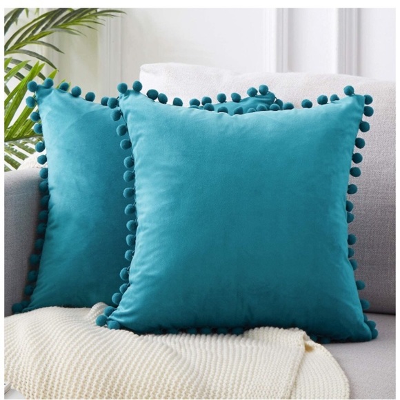 Trendy Light Grey Modern Cute Preppy Pompom Fringe Throw Pillow Cover Twin Set - Picture 13 of 16